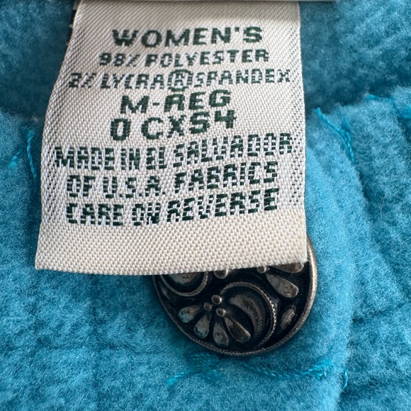 L.L. Bean Vintage Teal Fleece Floral Embroidery Medium - Picture 9 of 9